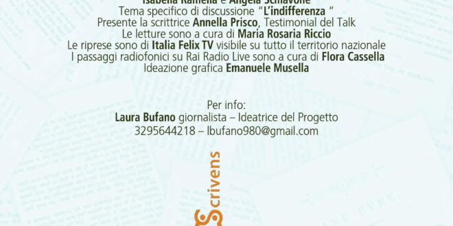 Casa Editrice Homo Scrivens, Via Santa Maria della Libera, 42 Napoli, Mercoledì 30 Ottobre 2024 ore 17,30, “IMPRONTE” Storie Volti Linguaggi Talk Itinerante