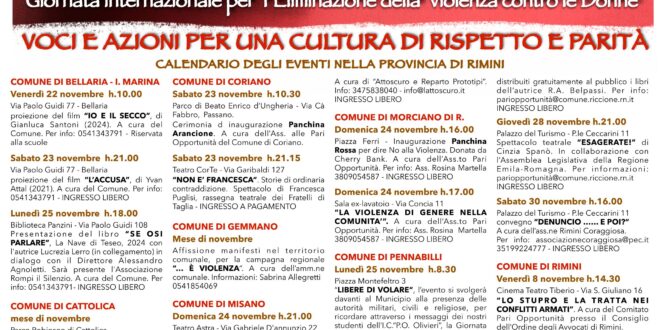 PROVINCIA DI RIMINI/ Cartellone provinciale iniziative ed eventi del mese di novembre contro la violenza sulle donne